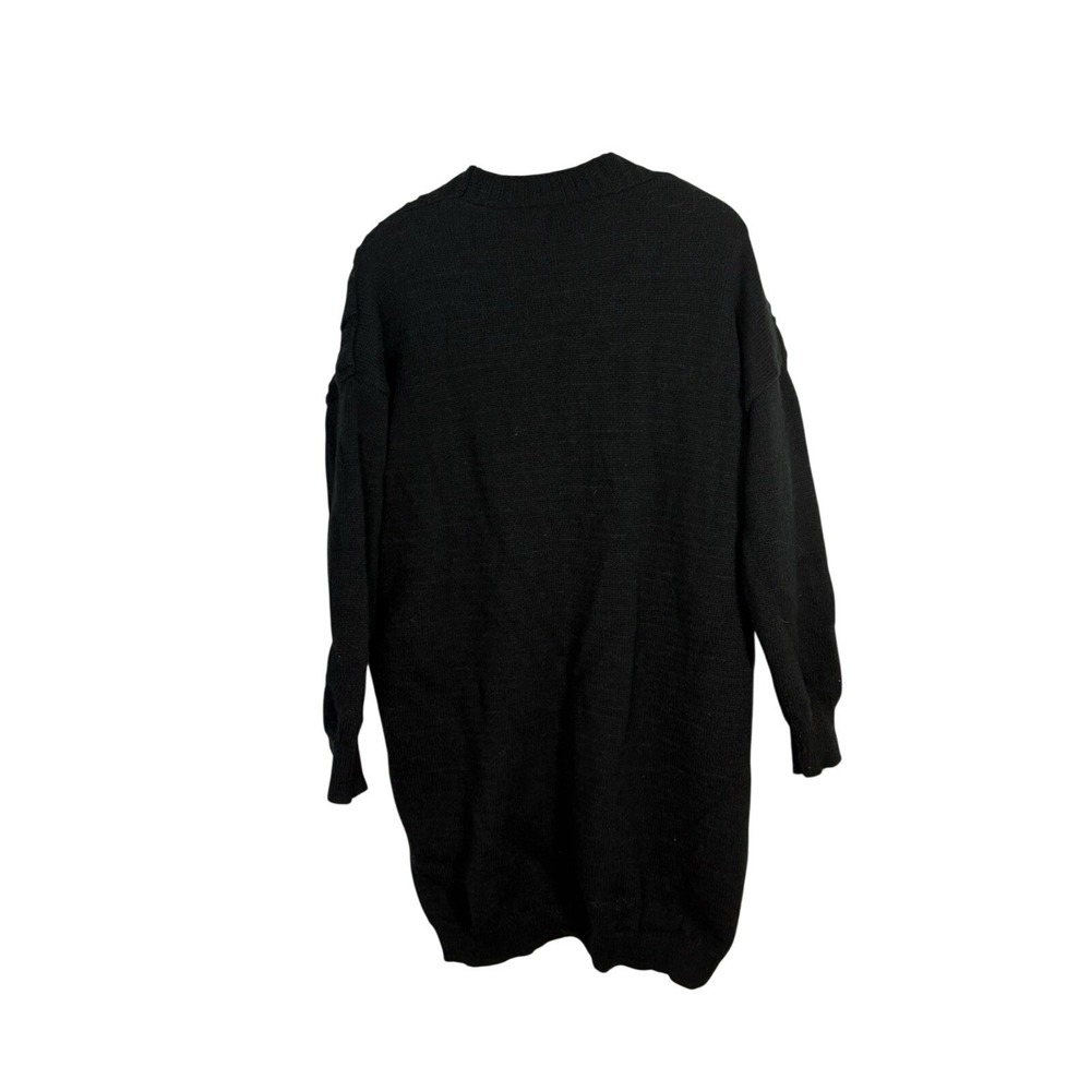 2XL Button Front Open Cable Knit Long Sleeve Cardigan Black - Picture 2 of 5
